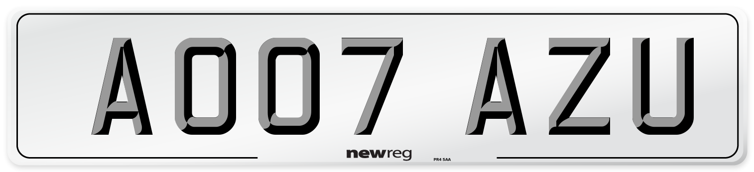 AO07 AZU Number Plate from New Reg